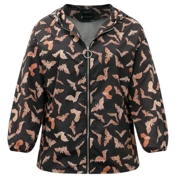 BloomChic Jackets & Blazers - Bloomchic Black Orange Bats Windbreaker Jacket Size 14/16